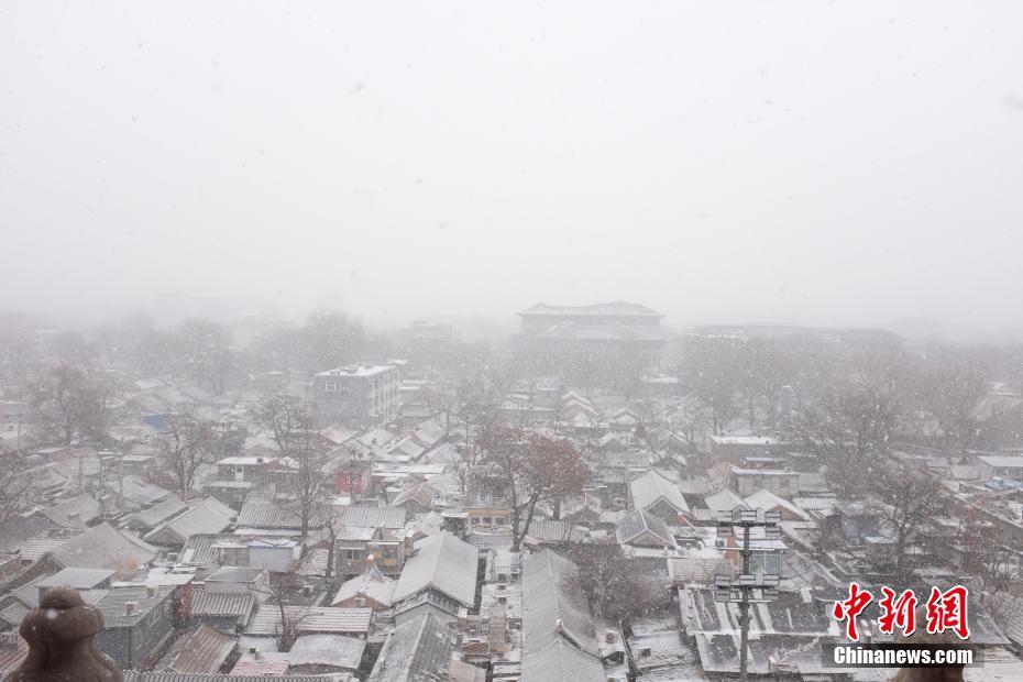 北京城区迎来首场大规模降雪 大地一片银装素裹